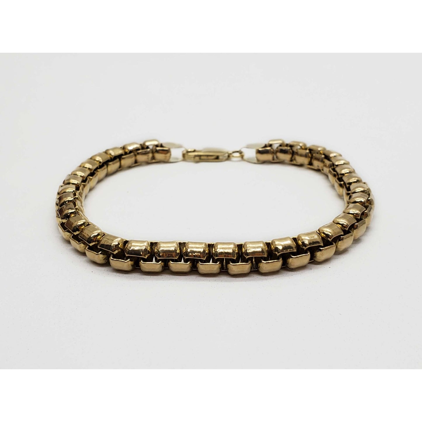 7.2mm Wide Round Box Chain Bracelet 10k Gold 46.5 Grams