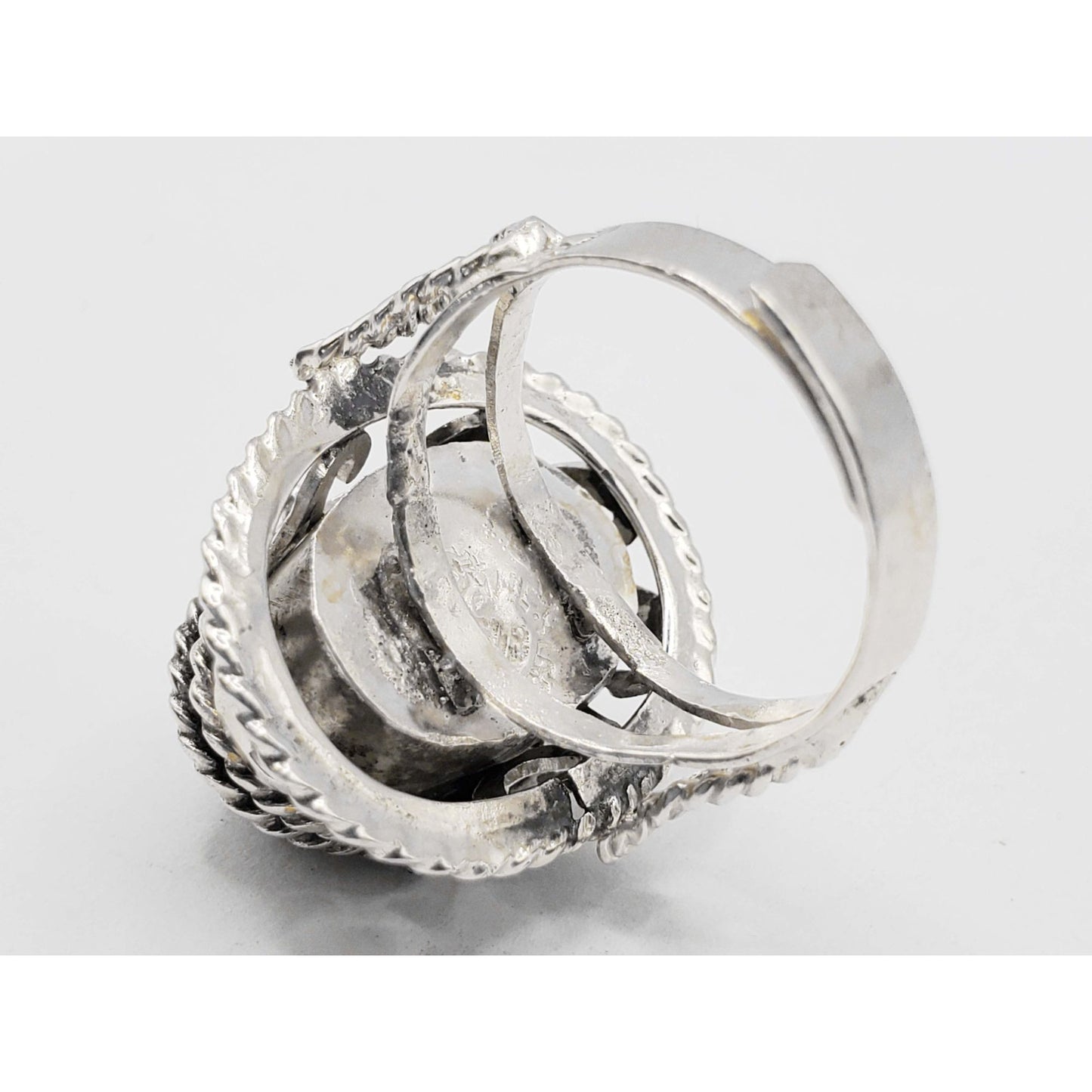 Vintage Mexico Tiger's Eye Poison Ring Sterling Silver Size 7.25-7.5