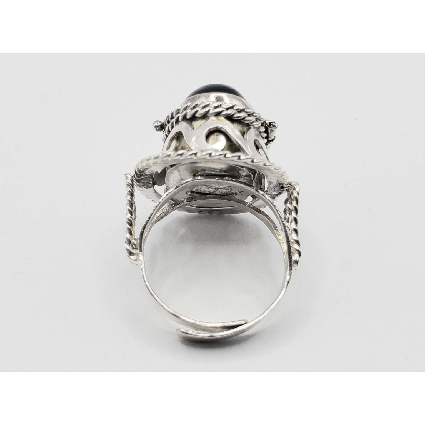 Vintage Mexico Tiger's Eye Poison Ring Sterling Silver Size 7.25-7.5