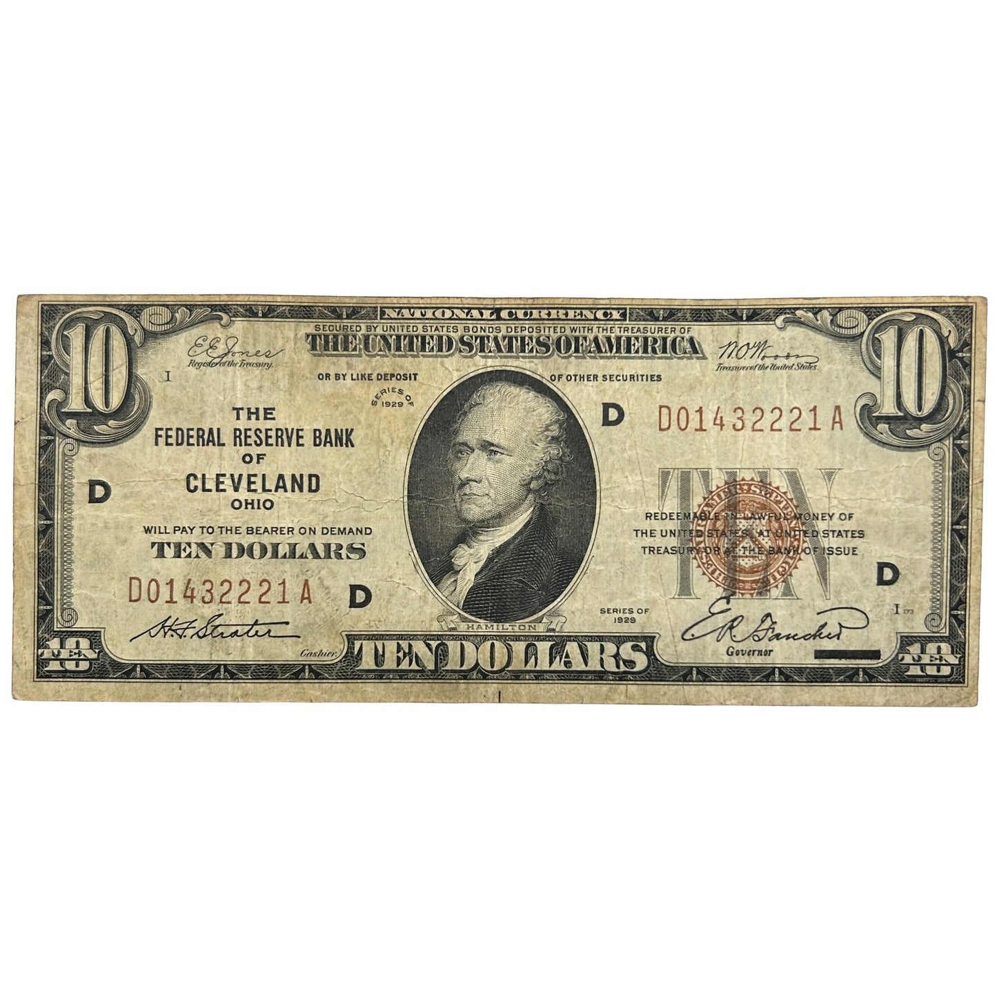 1929 $10 National Currency - Federal Reserve Bank of Cleveland Ohio
