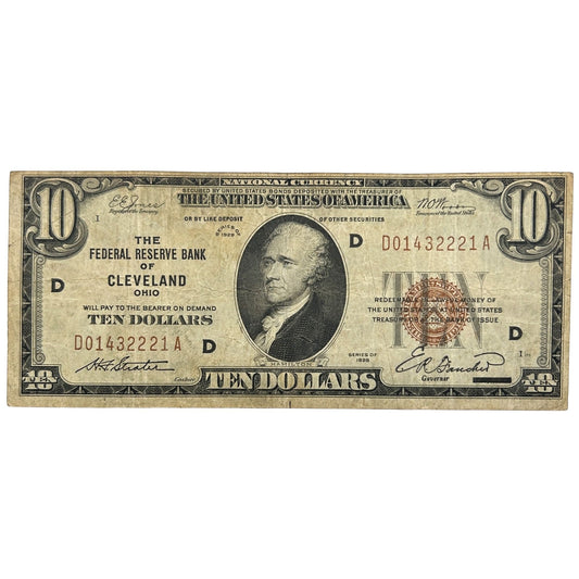 1929 $10 National Currency - Federal Reserve Bank of Cleveland Ohio