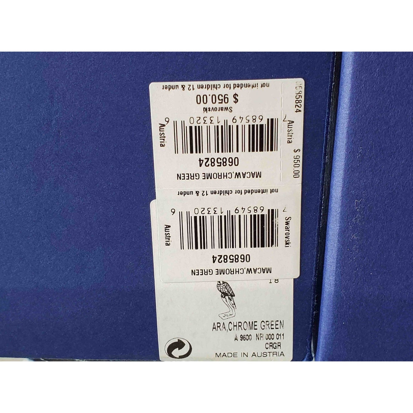 Swarovski Crystal #985824 Chrome Green Macaw Color Figure