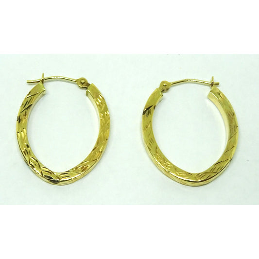 Lightweight Hollow Oval Hoop Earrings 14k Yellow Gold