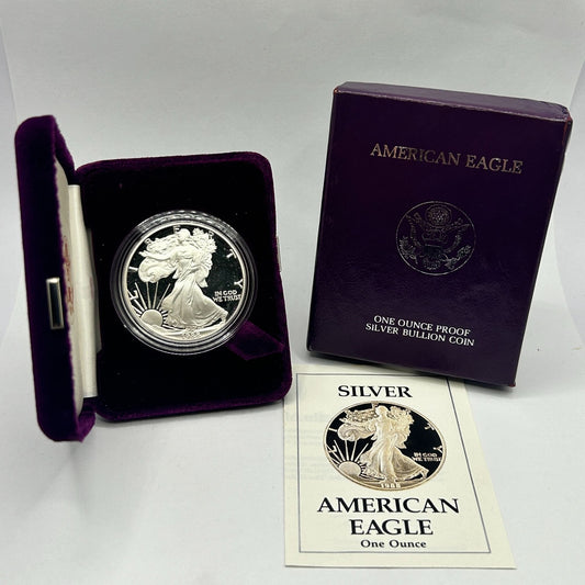 1988-S San Francisco Proof Silver American Eagle Dollar Coin OGP & COA