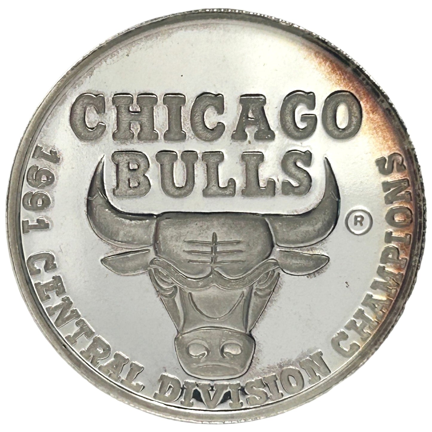 1991 CHICAGO BULLS Central Division Champs 1 Troy Oz .999 Silver Stadium #0792