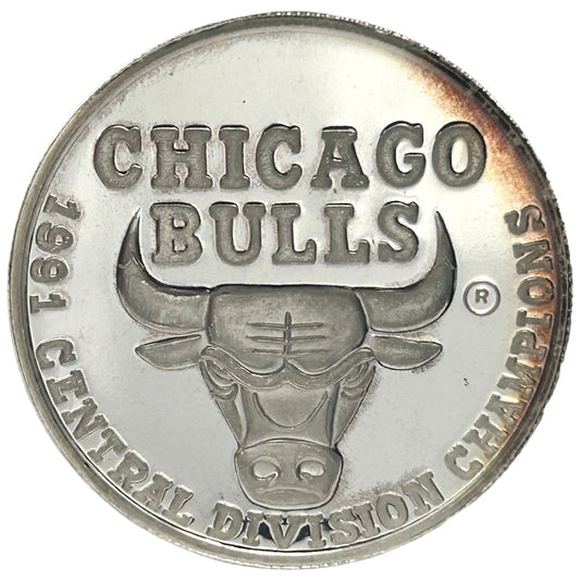1991 CHICAGO BULLS Central Division Champs 1 Troy Oz .999 Silver Stadium #0792