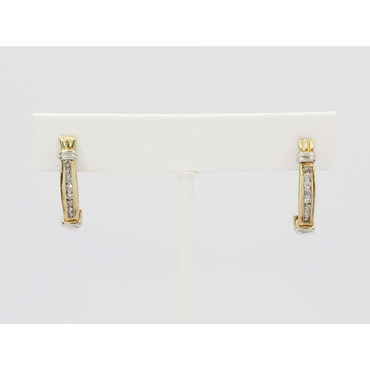 0.23 ctw Diamond J-Style Drop Earrings 10k Gold