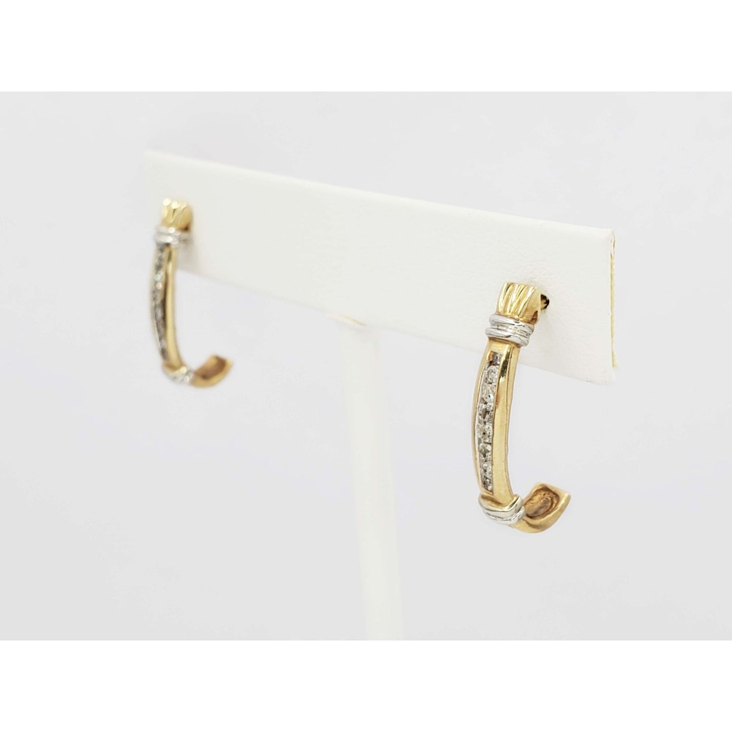 0.23 ctw Diamond J-Style Drop Earrings 10k Gold