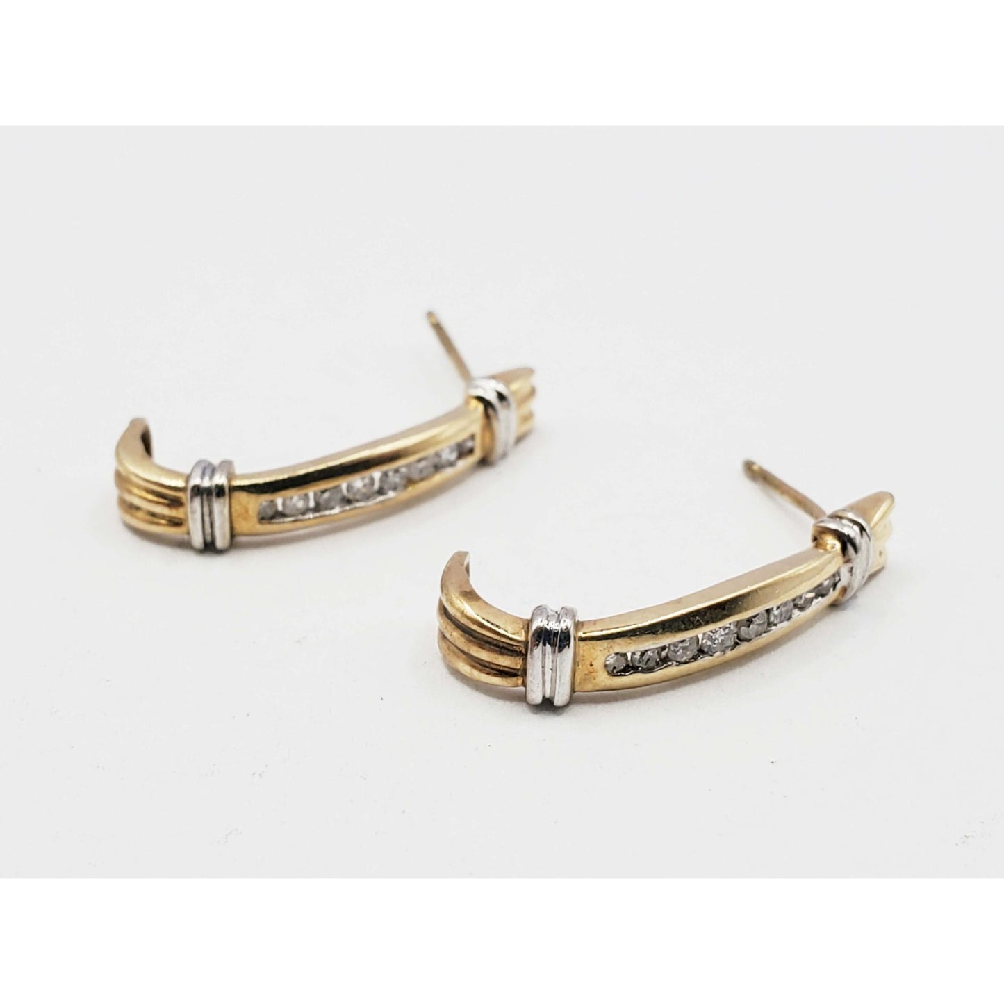 0.23 ctw Diamond J-Style Drop Earrings 10k Gold