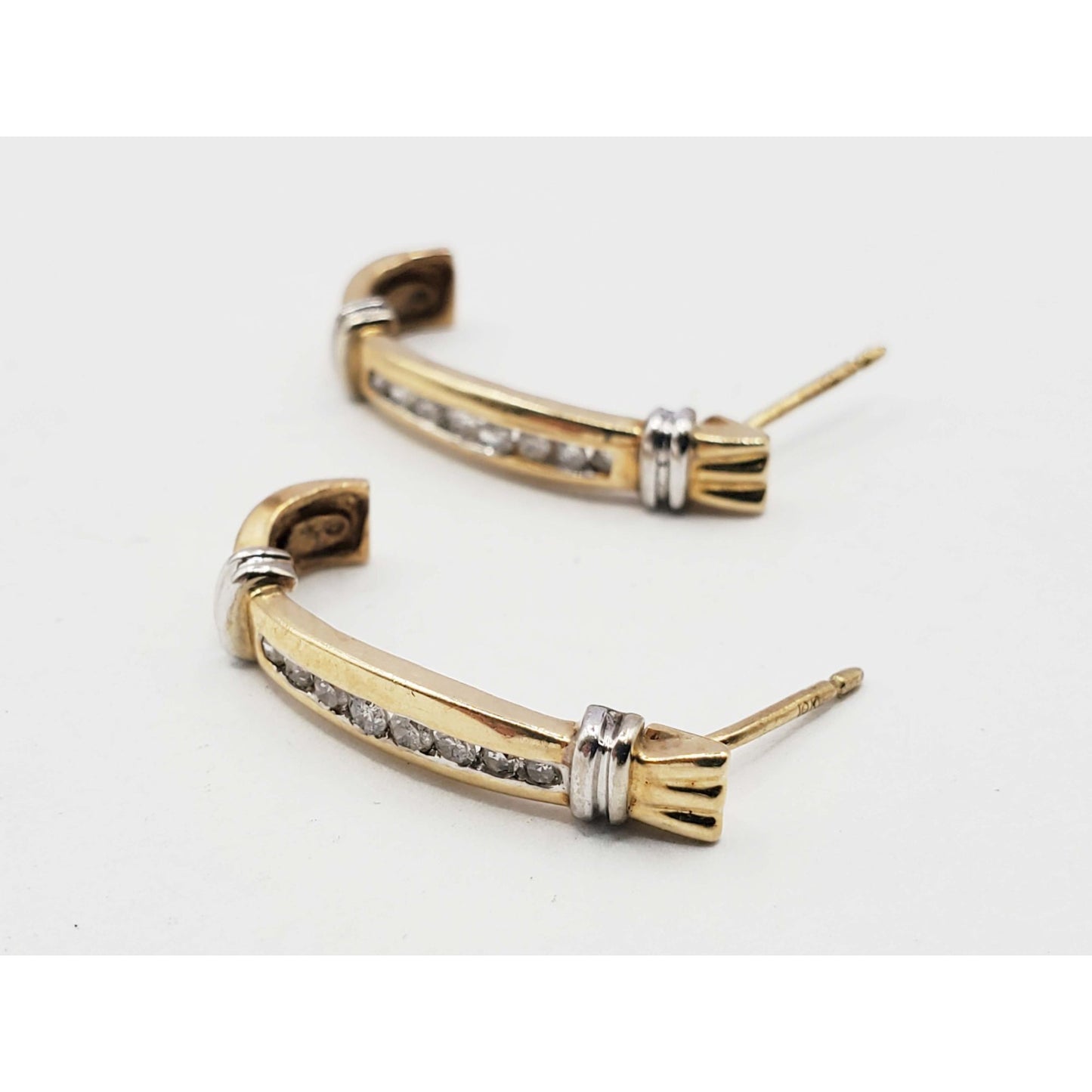 0.23 ctw Diamond J-Style Drop Earrings 10k Gold