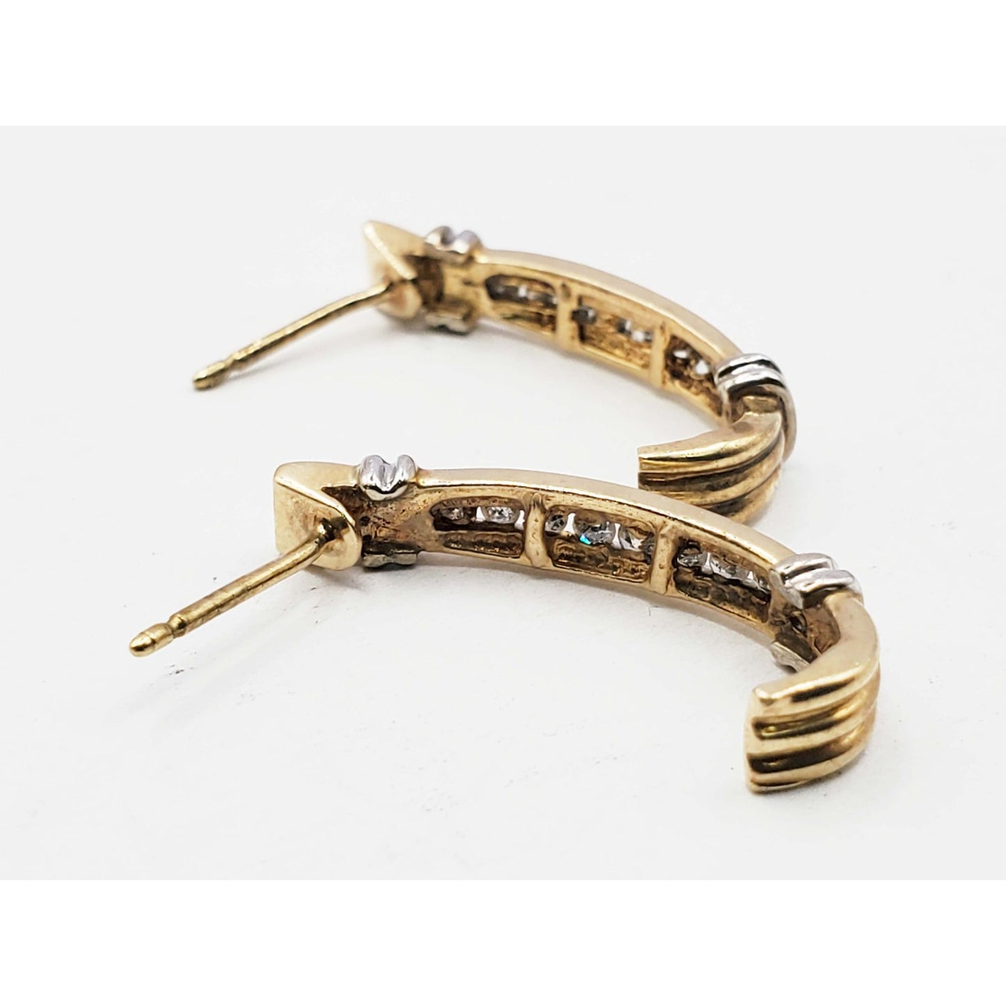 0.23 ctw Diamond J-Style Drop Earrings 10k Gold