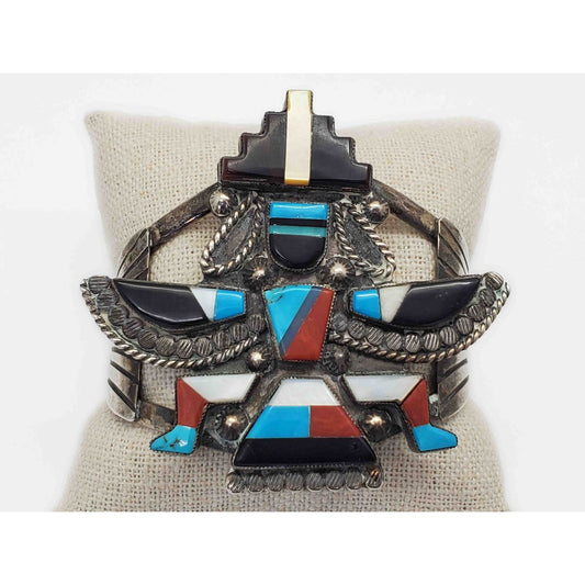 Vintage W.L. Lamy Zuni Native American Cuff Bracelet Sterling Silver