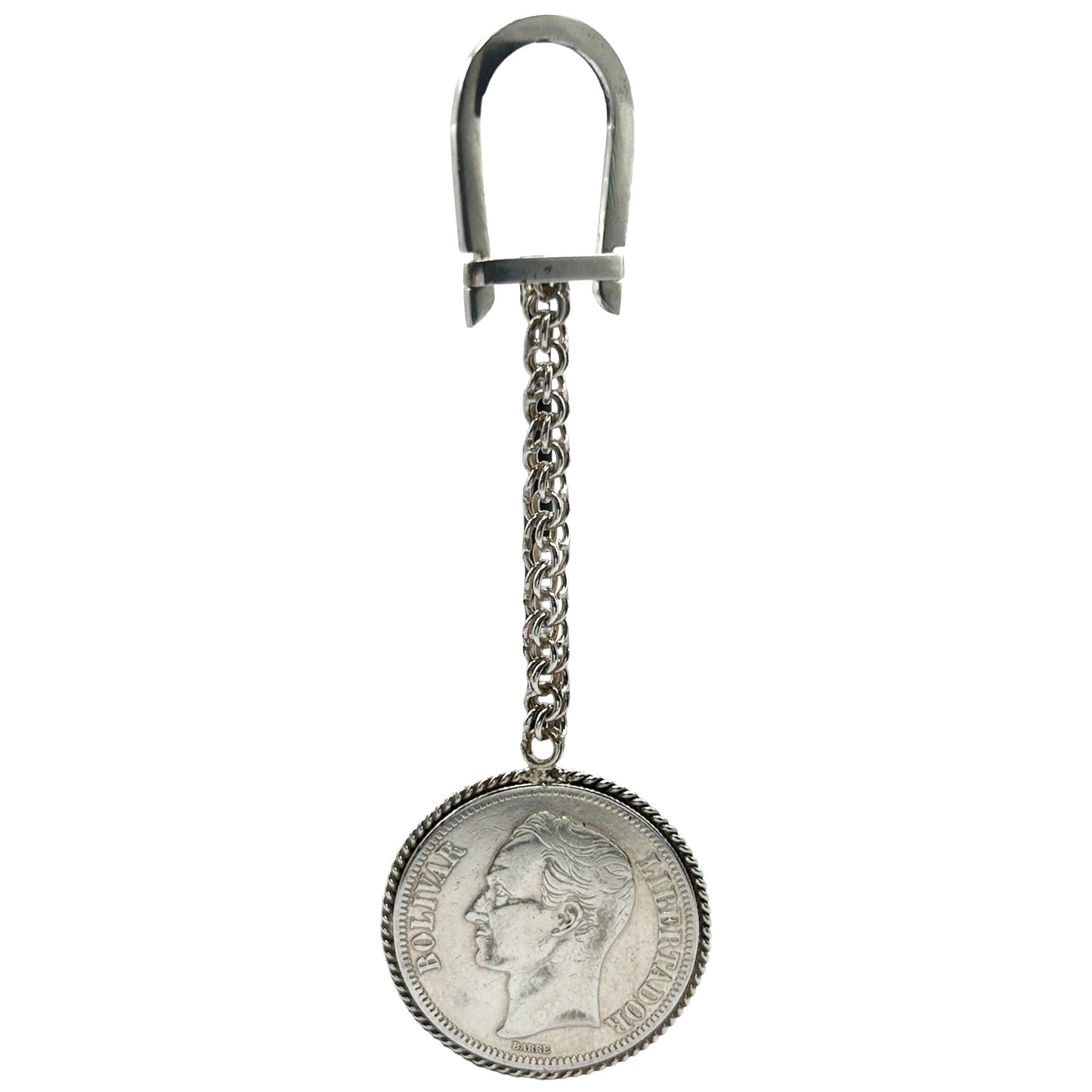 Vintage 1926 Venezuela Bolivar Large Coin Sterling Silver Key Chain