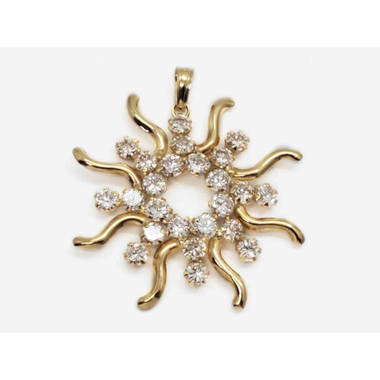 Italian White CZ Sunburst Style Pendant 18k Gold Star 1126 AR