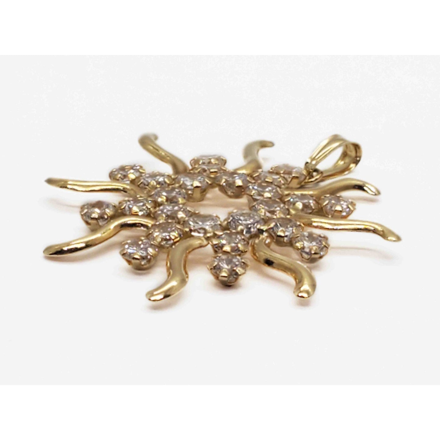 Italian White CZ Sunburst Style Pendant 18k Gold Star 1126 AR