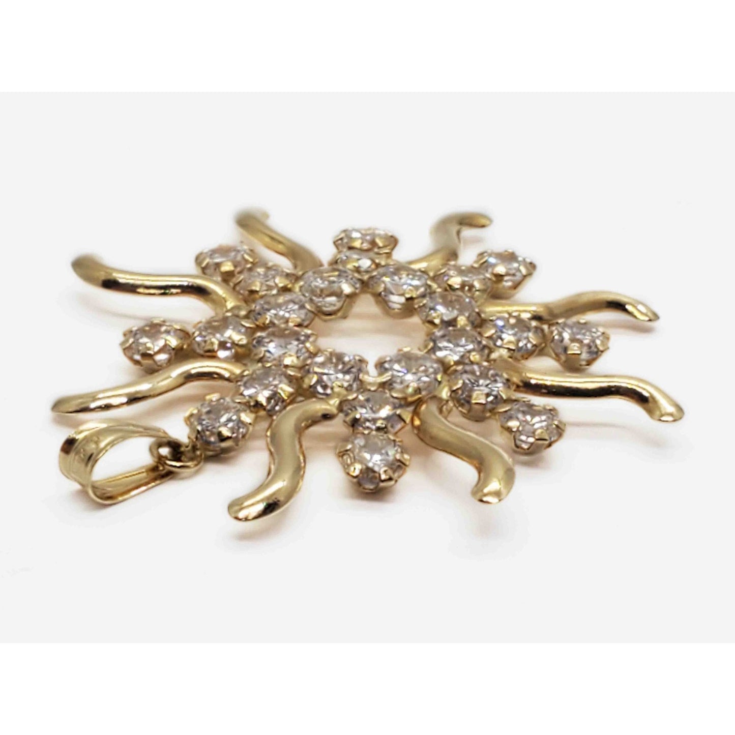 Italian White CZ Sunburst Style Pendant 18k Gold Star 1126 AR