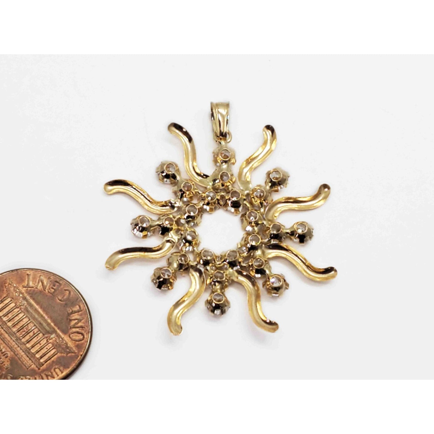 Italian White CZ Sunburst Style Pendant 18k Gold Star 1126 AR