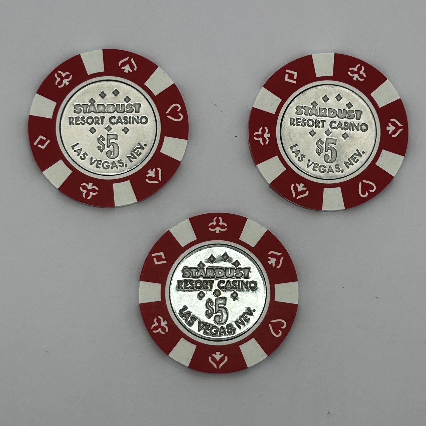 Lot of 3 2002 Stardust Resort Casino Las Vegas Nevada $5 Chips