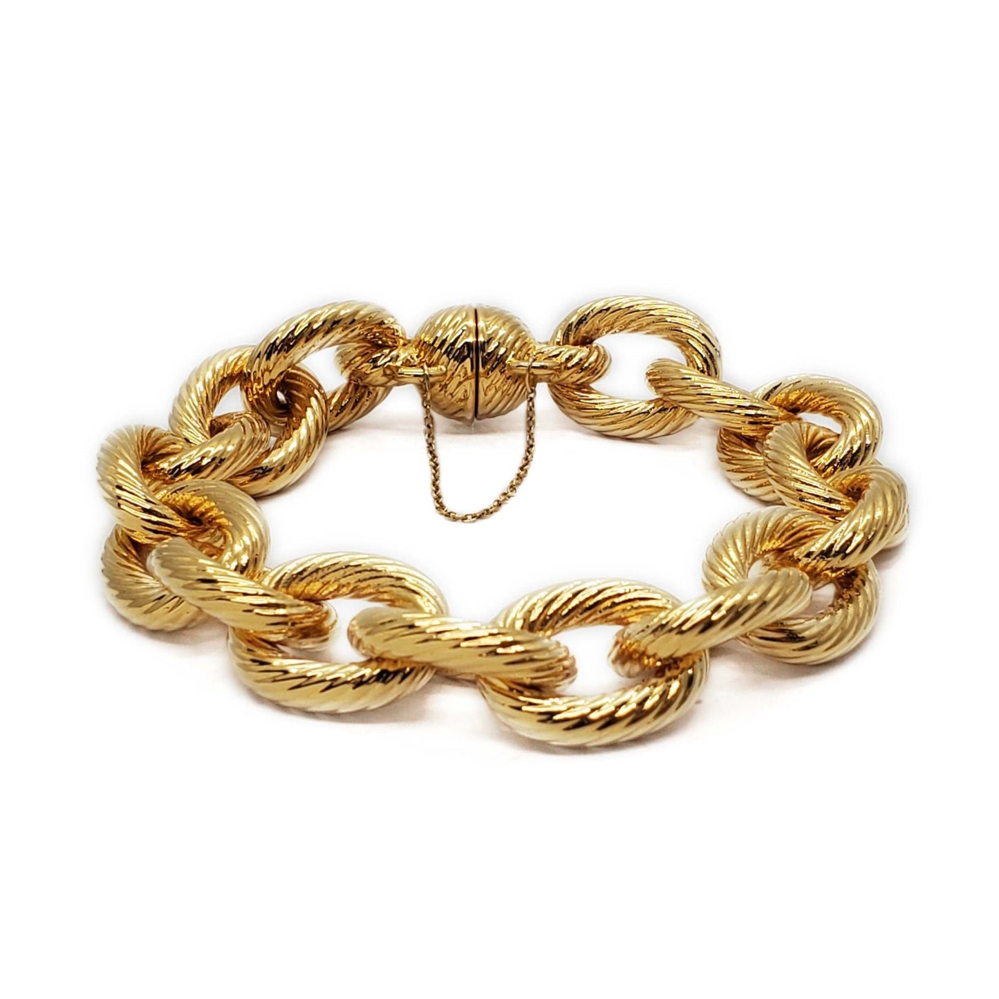 Milor Designer 14k Gold Plated Resin 15.5mm Cable Oval Link Bracelet 7"