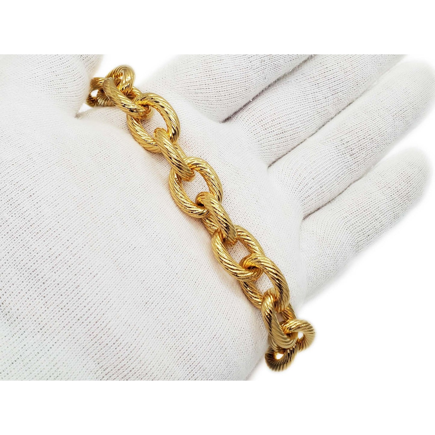 Milor Designer 14k Gold Plated Resin 15.5mm Cable Oval Link Bracelet 7"