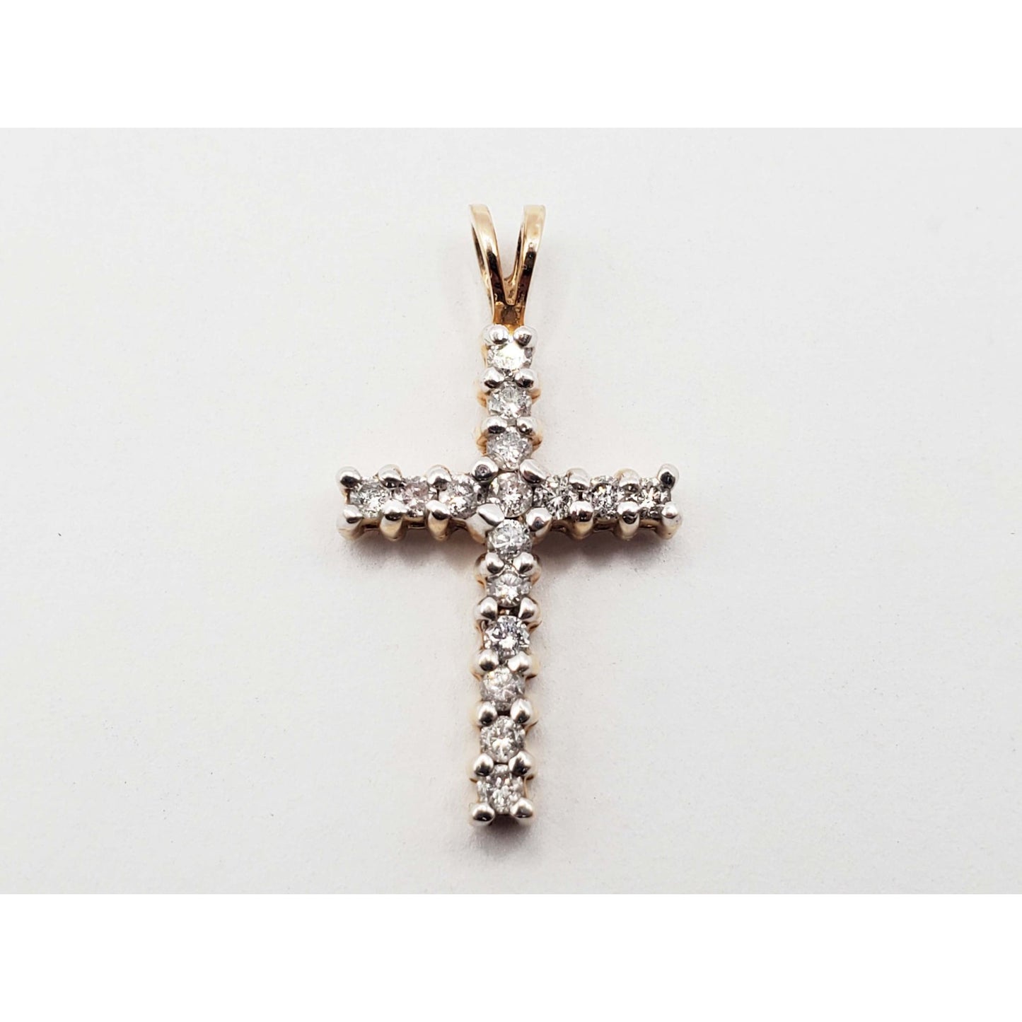 0.8 ctw Diamond Cross Pendant 14k Gold