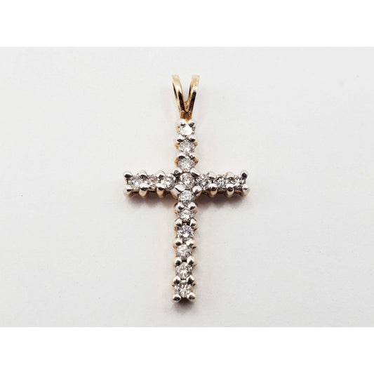 0.8 ctw Diamond Cross Pendant 14k Gold