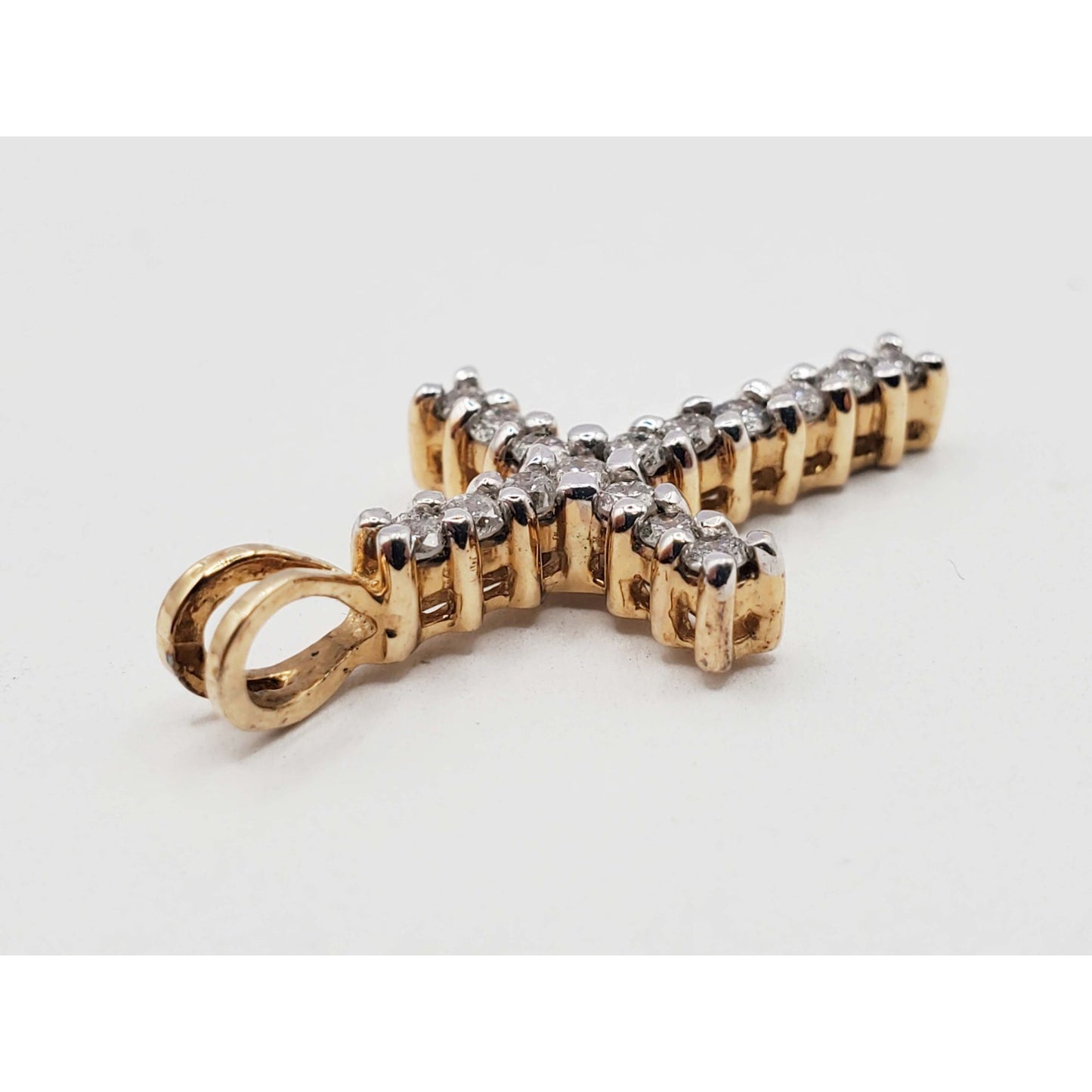 0.8 ctw Diamond Cross Pendant 14k Gold