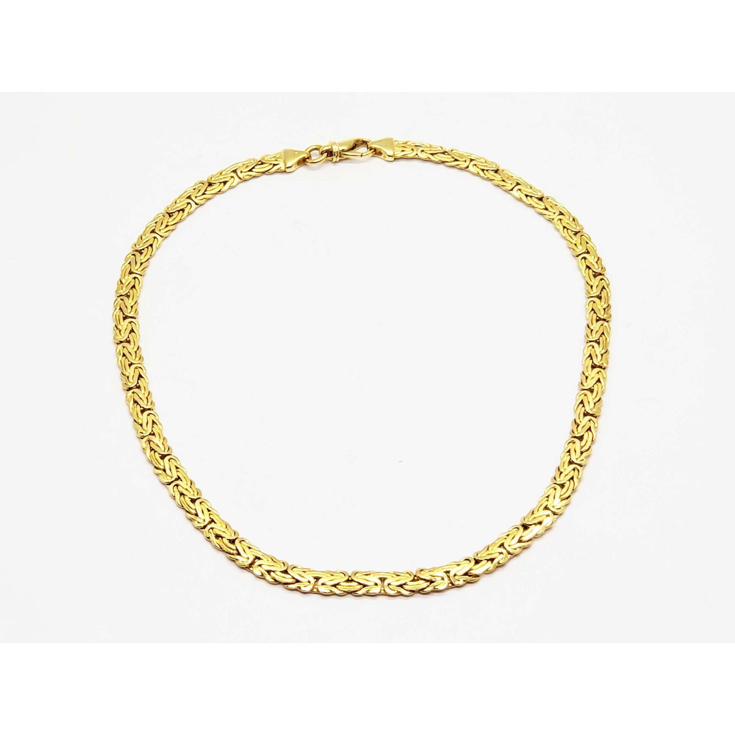 7mm Wide Italian Byzantine Style Chain Necklace 14k Gold 17" Long 20.2 Grams