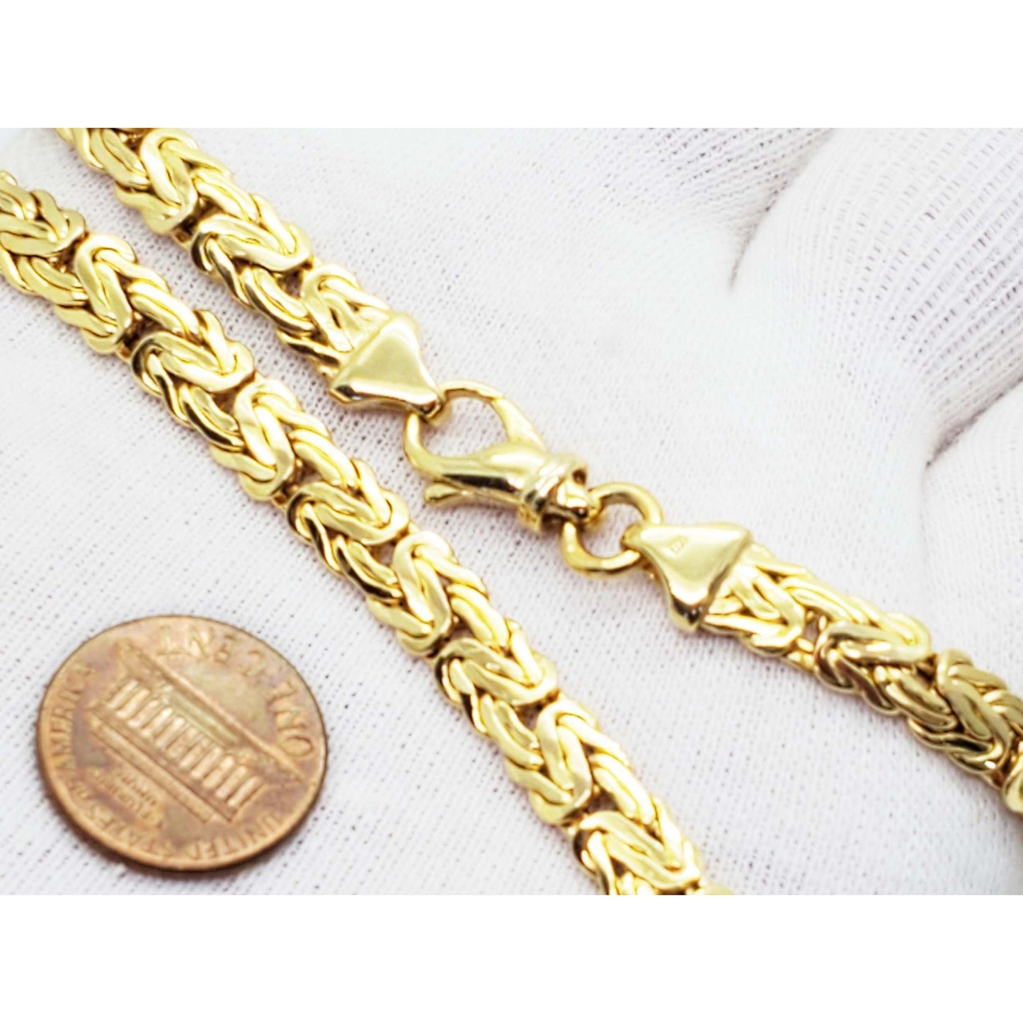 7mm Wide Italian Byzantine Style Chain Necklace 14k Gold 17" Long 20.2 Grams