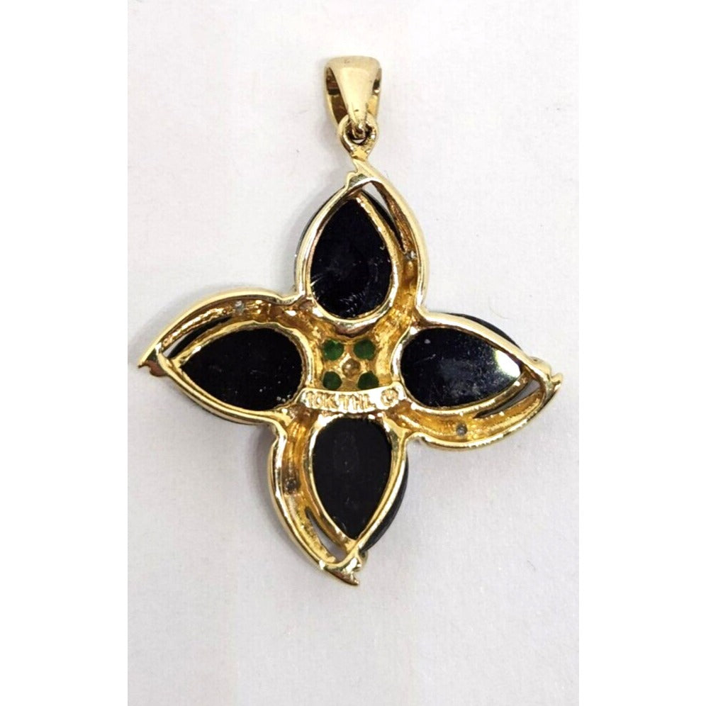 Natural Opal Triplet & Diamond Pendant 10K Yellow Gold