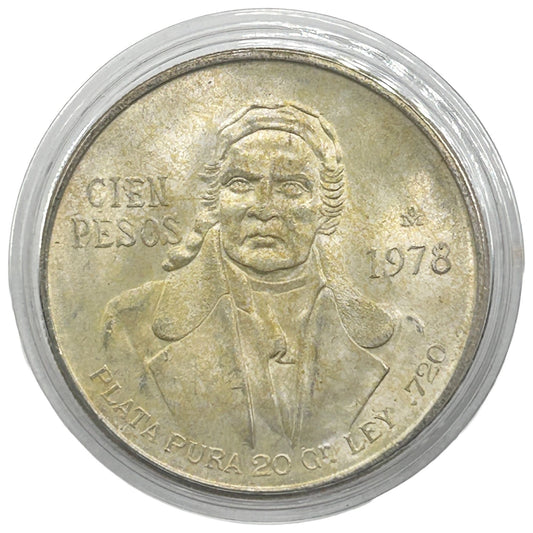 Mexico Cien 100 Pesos 1978 Jose Maria Morelos y Pavon Ley .720 Silver Plata Pura