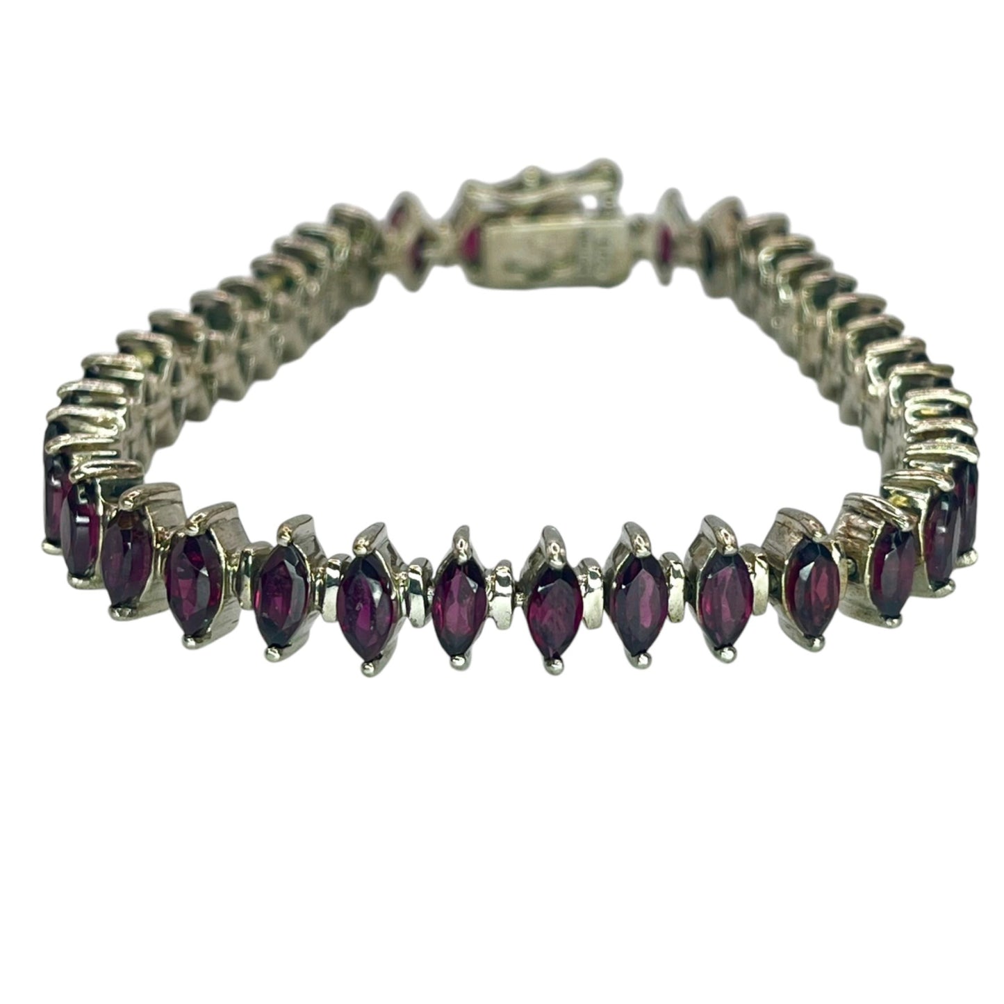 925 Sterling Silver Rhodolite Garnet Tennis Bracelet Formal Elegant Colorful