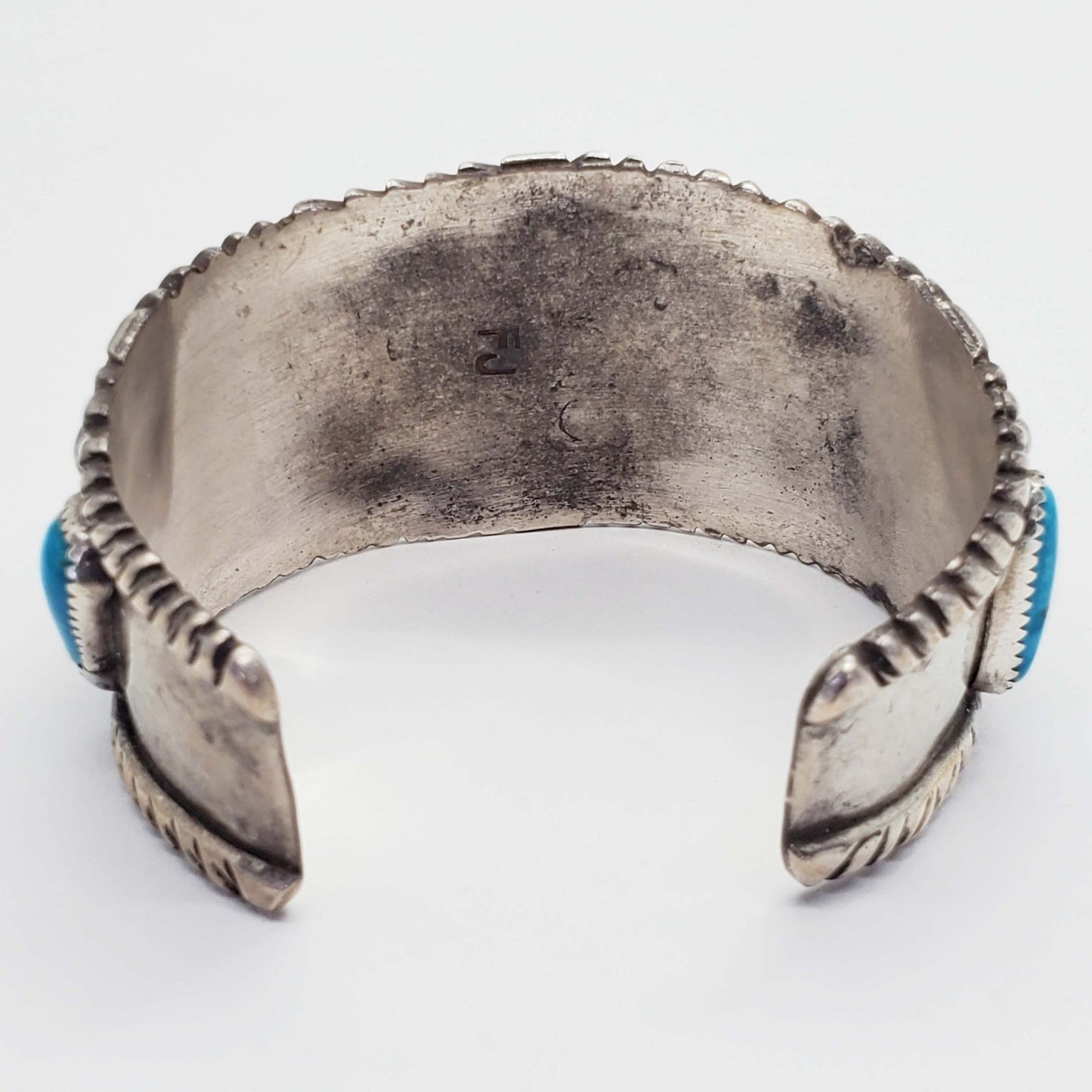 FJ Southwestern Turquoise Sterling Silver Cuff Bracelet 85.4 Grams