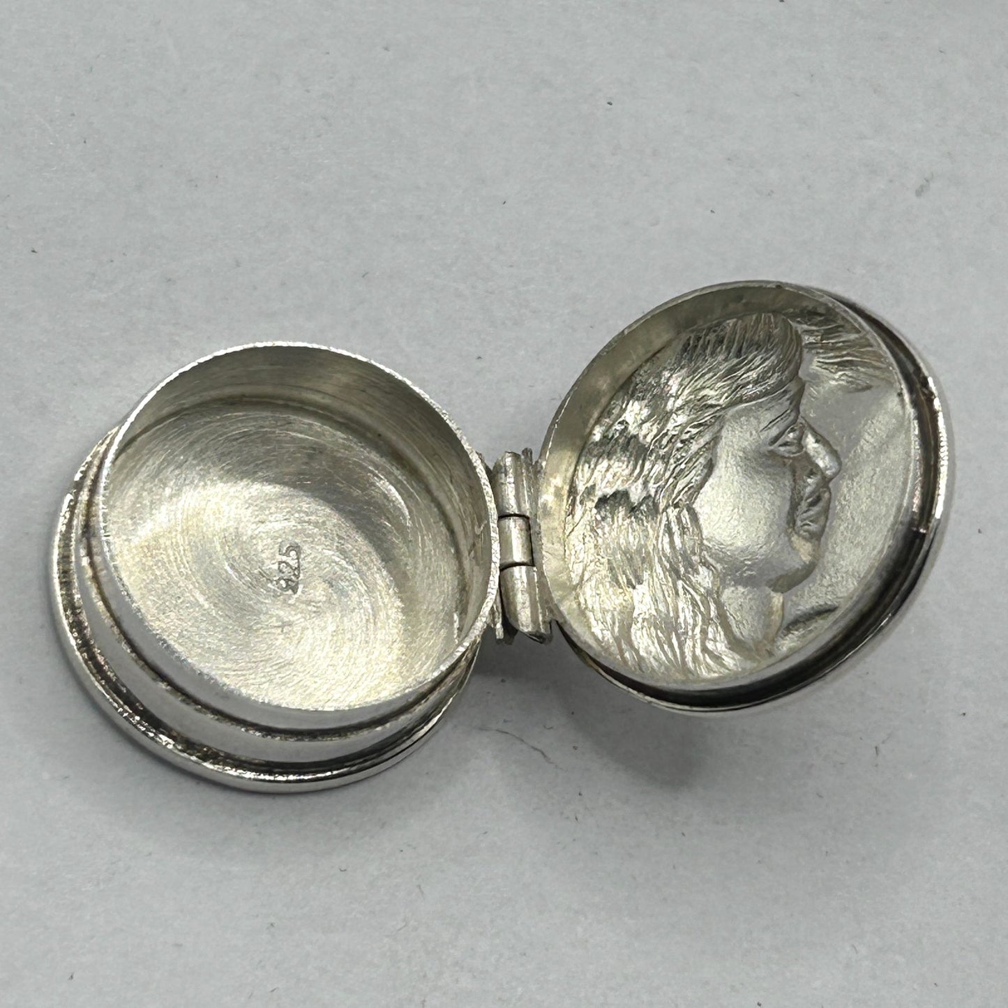 Vintage 925 Sterling Silver Art Nouveau Snuff Box w Ladies Portrait