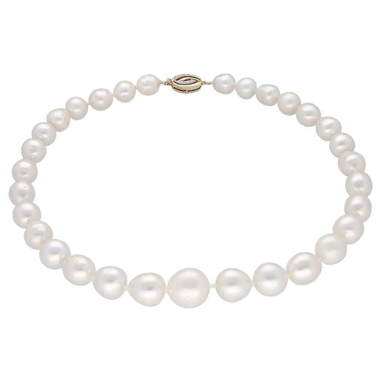 South Sea Pearl Bead Necklace with Diamond 14k Gold Clasp & GIA Report