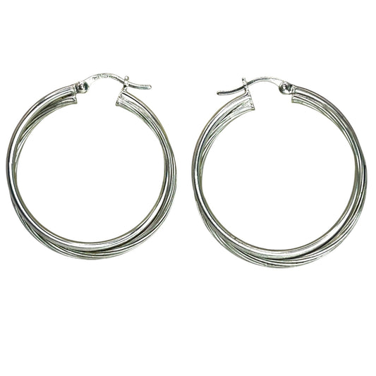 925 Sterling Silver Twisted Hoop Earrings Click Top Classic Round Womens