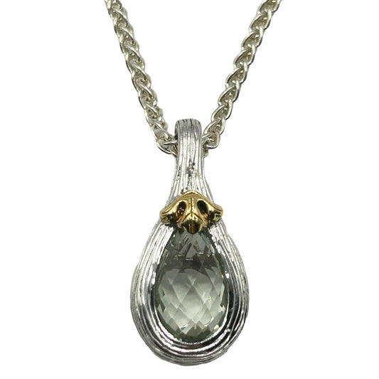 Ariva Sterling & 18K 1.40 cttw Green Quartz 16" Pendant Necklace