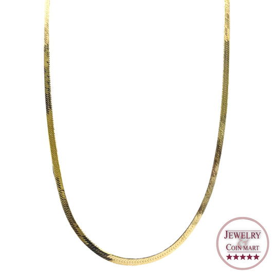 Gold Layered 925 Sterling Silver Herringbone 3mm Chain 24 inch Necklace Classic