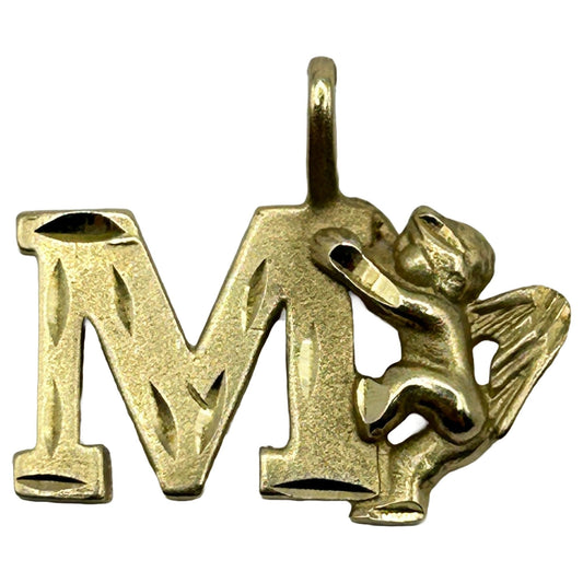 Vintage Michael Anthony 10k Gold Letter “M” & Cherub - Angel Pendant/Charm