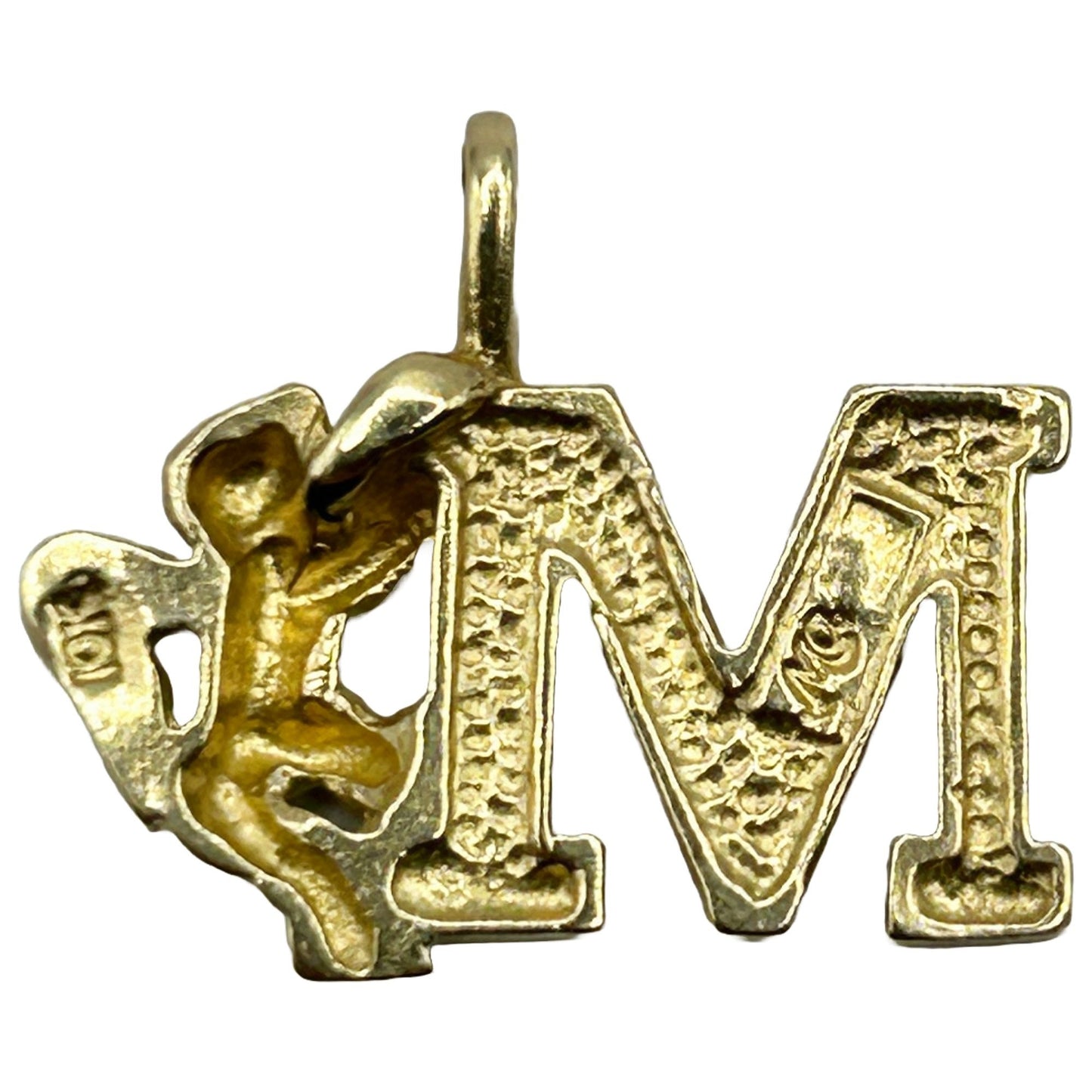 Vintage Michael Anthony 10k Gold Letter “M” & Cherub - Angel Pendant/Charm