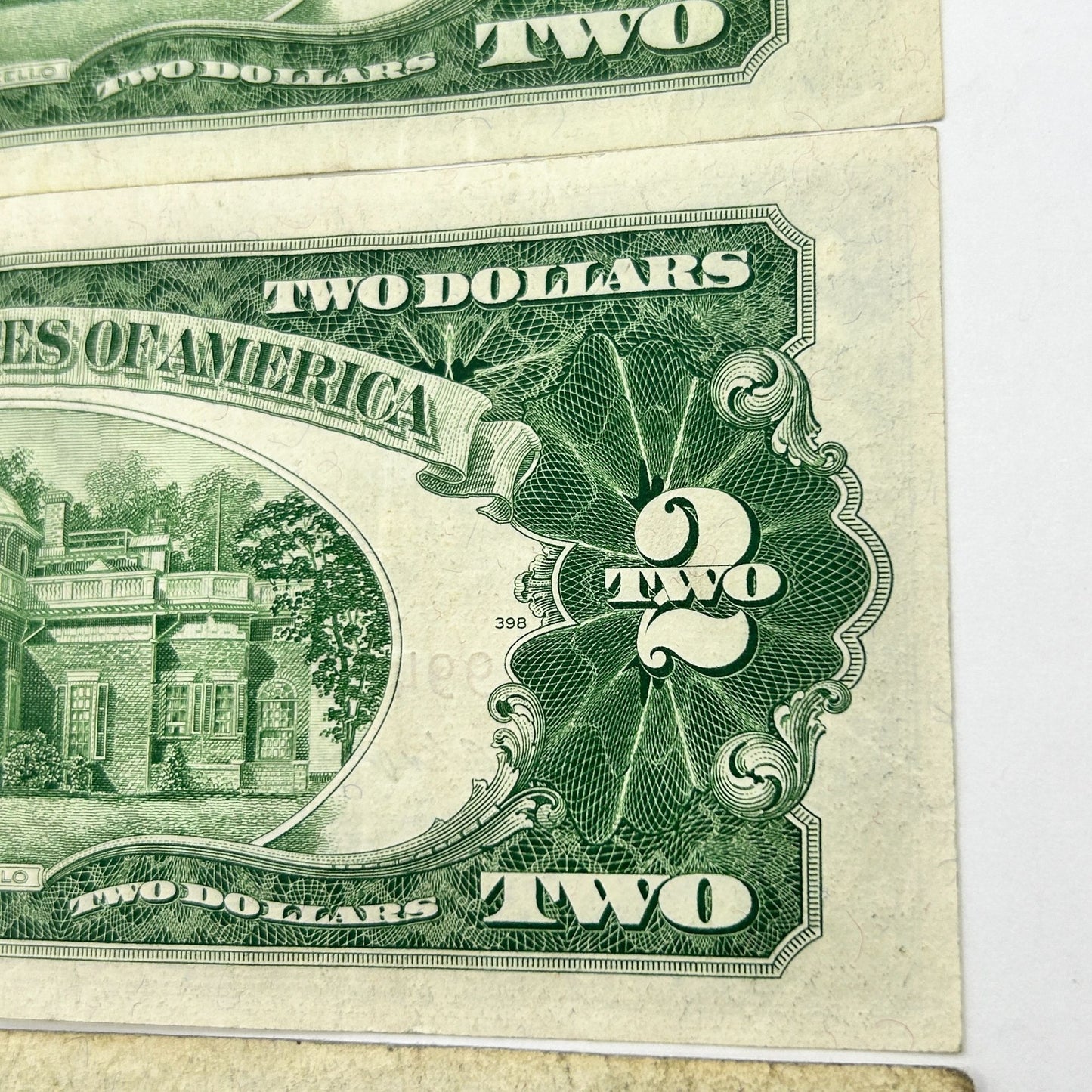 LOT OF 3 Series 1953 $2 Two Dollar Bills Red Seal - 2 Off Center Errors