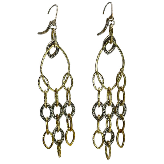 925 Sterling Silver Two Tone Gold Layered Marcasite Dangle Chandelier Earrings