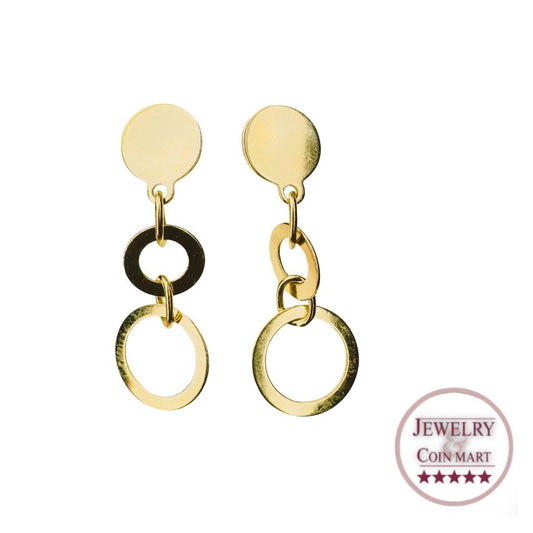 14k Gold Circle Cut Out Dangle Earrings