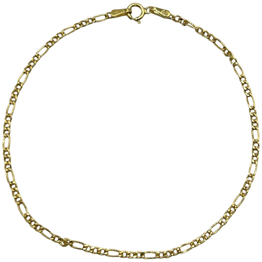 14k Yellow Gold Figaro 1.5mm Italy Bracelet - 7"
