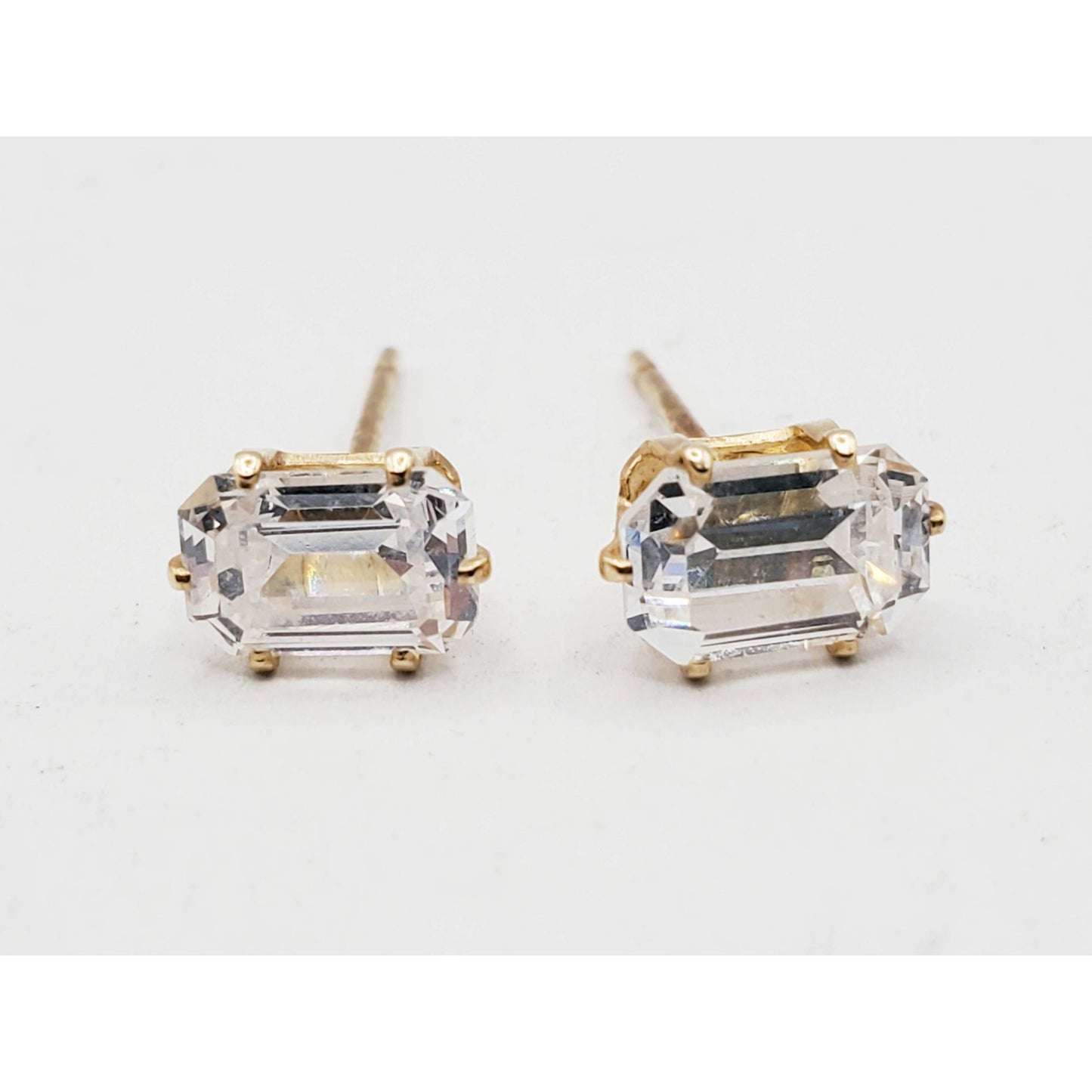 4mm Em-Cut CZ Stud Earrings 14k Gold