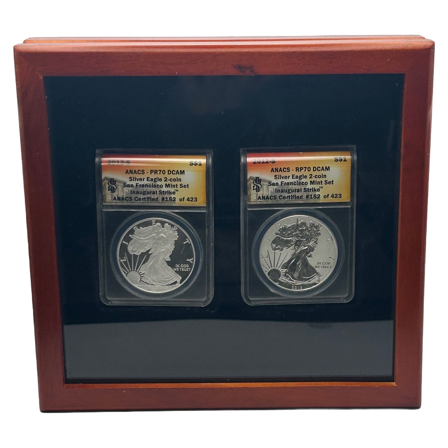 2012-S San Francisco Silver Eagle 2 Coin Set ANACS RP70/PR70 Coins Inaugural
