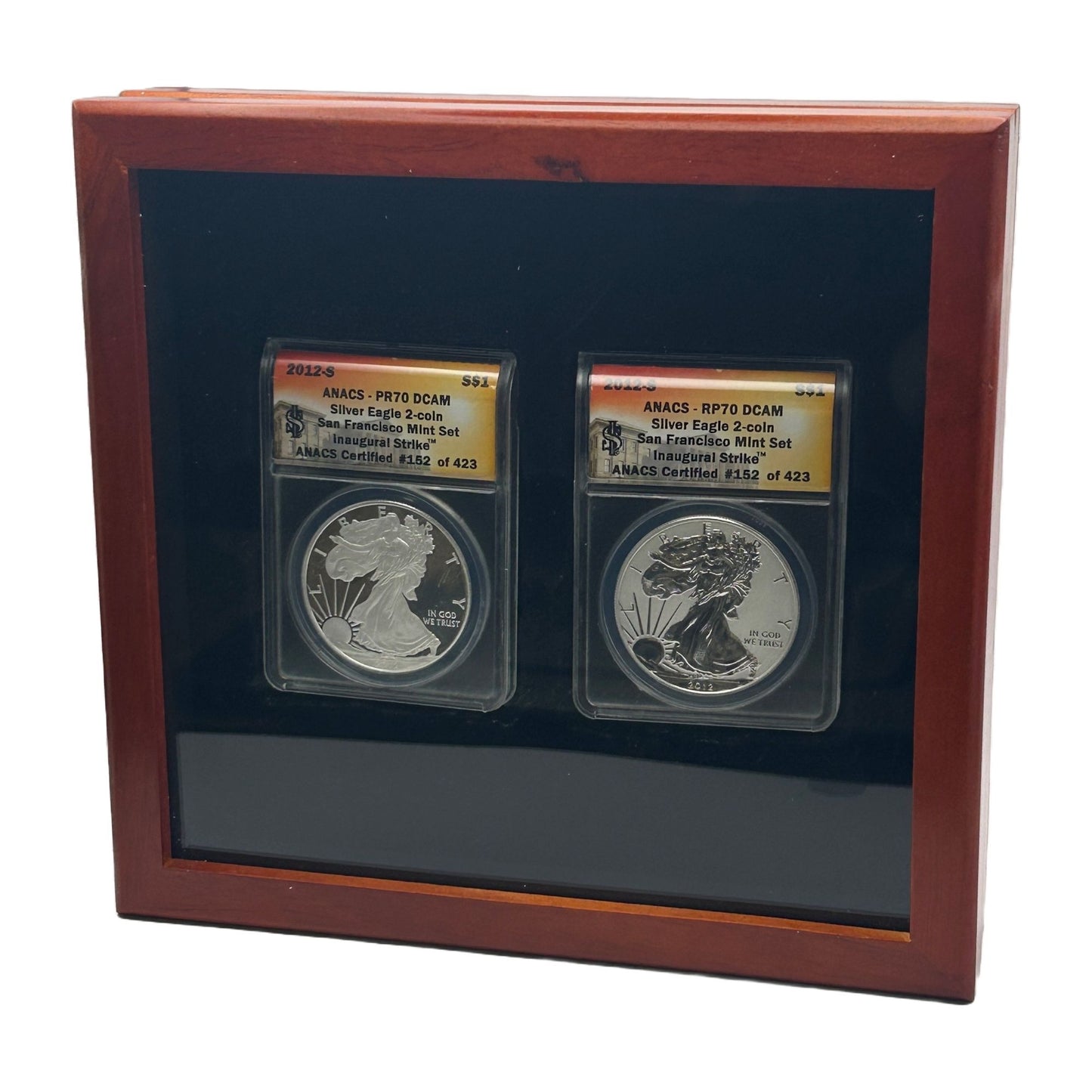2012-S San Francisco Silver Eagle 2 Coin Set ANACS RP70/PR70 Coins Inaugural