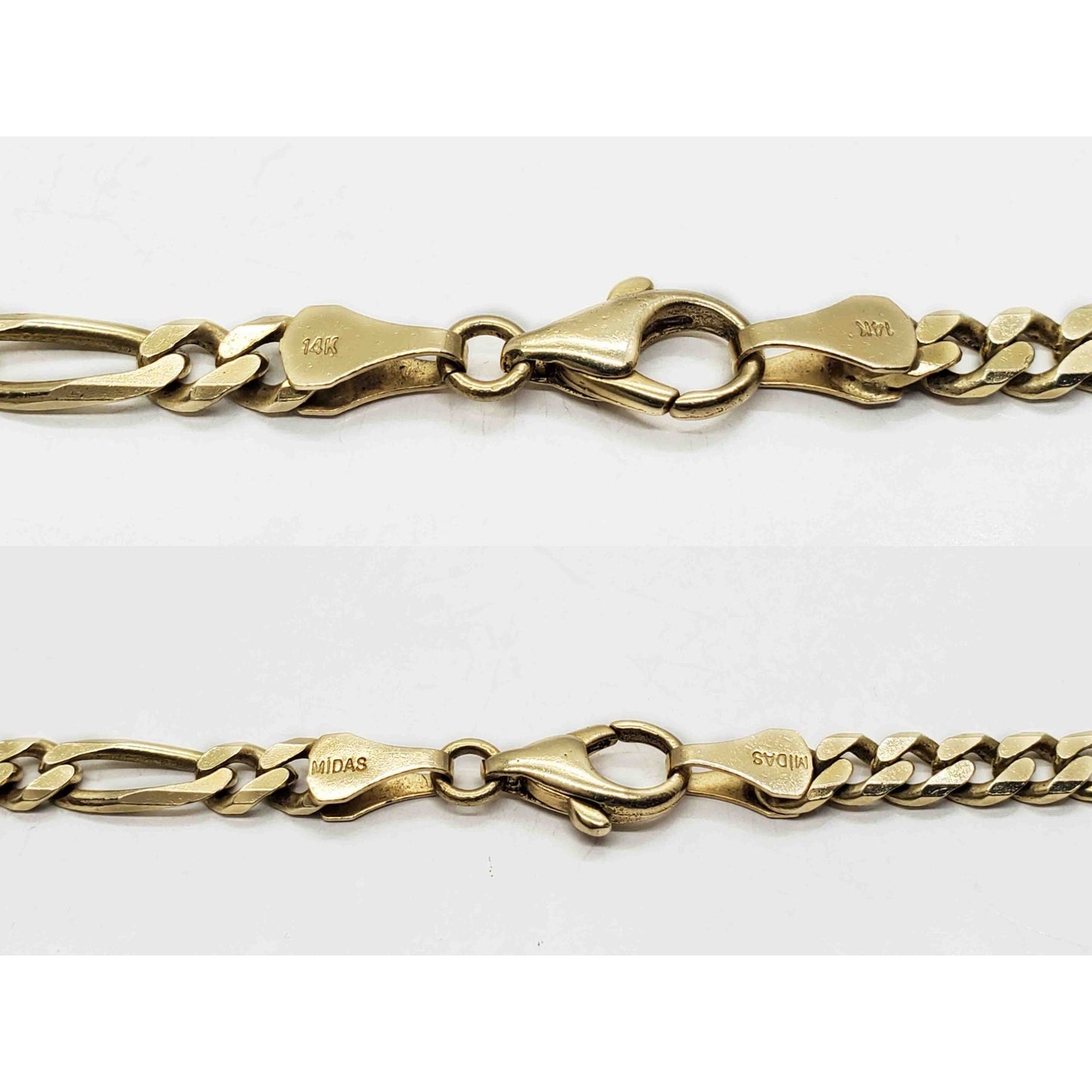 Midas 4.5mm Wide Figaro Chain Necklace 14k Gold 22" Long