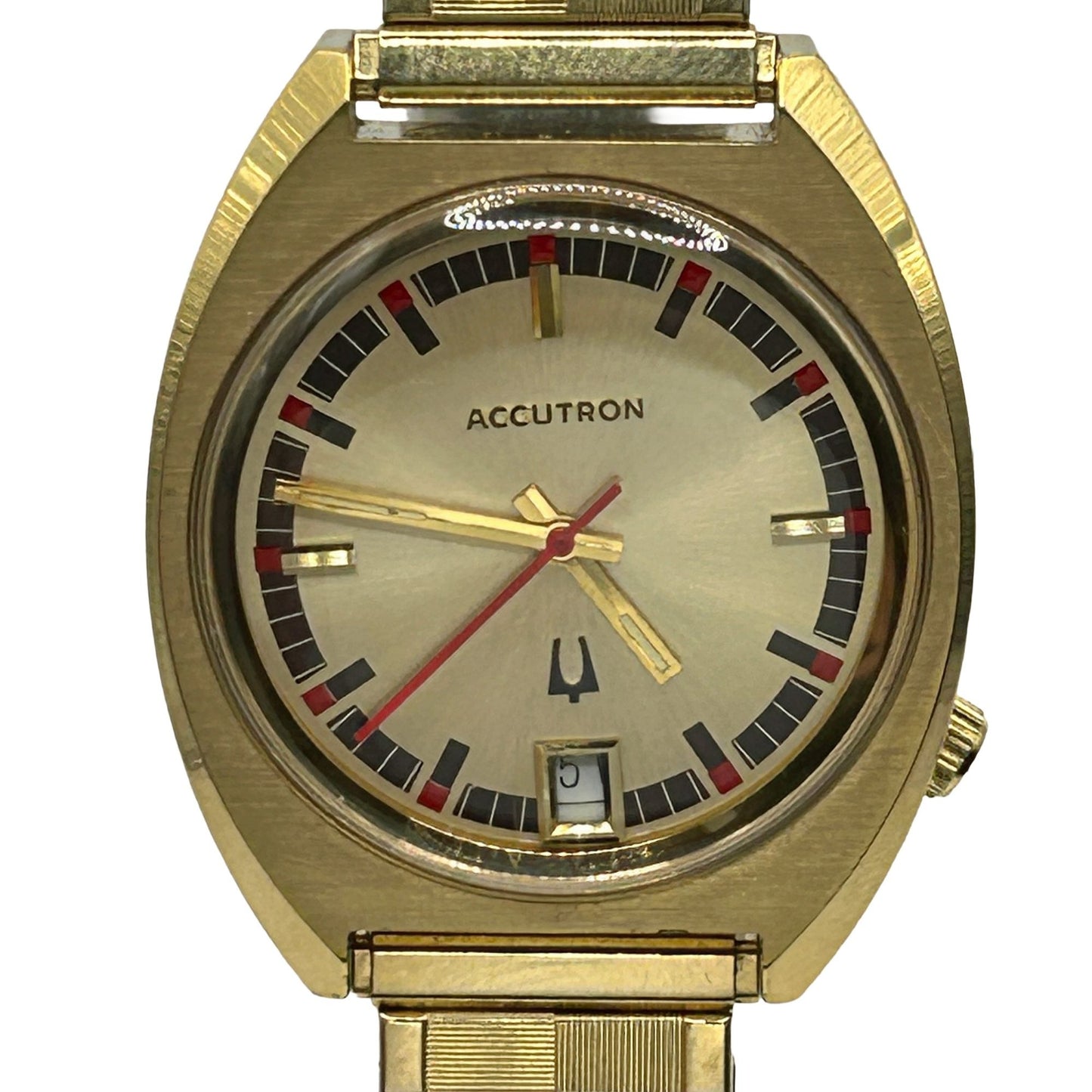Vintage 1960s Bulova Accutron Men's Calendar Watch 10k RG/18K GF Bezel - J423861
