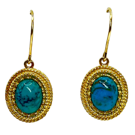 Ross Simons Sterling Silver Gold Layered Turquoise Dangle Earrings Southwestern